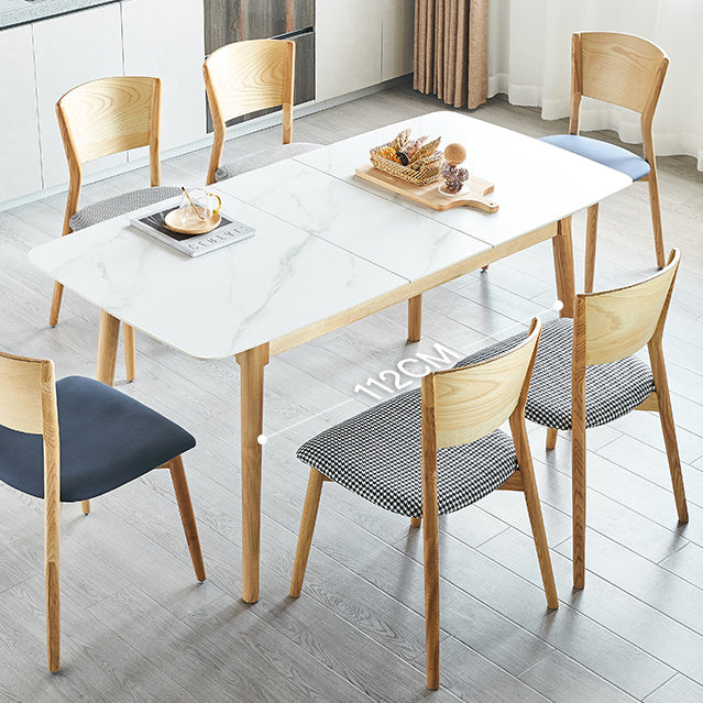 Minimalist Sintered Stone Dining Table White Extendable Dining Table for Kitchen Clearhalo ' dining_table' 'Dining Tables & Seating' 'Dining Tables' 'furn' 'furn_dining_table' 'Furniture' 'furniture_dining_table' 'Kitchen & Dining Furniture' 'kitchen&dining_furn' 'kitchen' 'kitchen_dining_table' 4247684