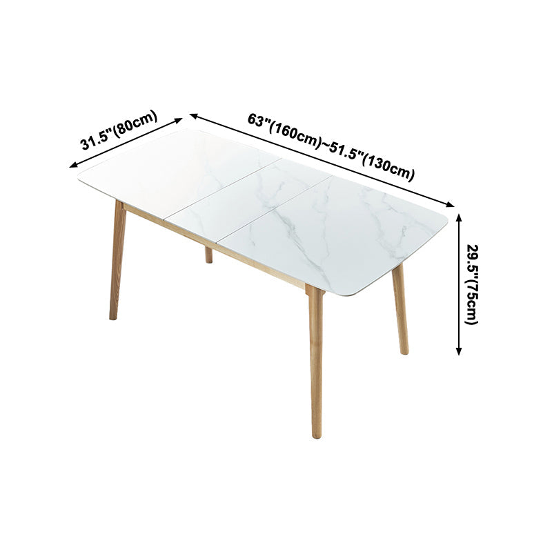 Minimalist Sintered Stone Dining Table White Extendable Dining Table for Kitchen Clearhalo ' dining_table' 'Dining Tables & Seating' 'Dining Tables' 'furn' 'furn_dining_table' 'Furniture' 'furniture_dining_table' 'Kitchen & Dining Furniture' 'kitchen&dining_furn' 'kitchen' 'kitchen_dining_table' 4247687
