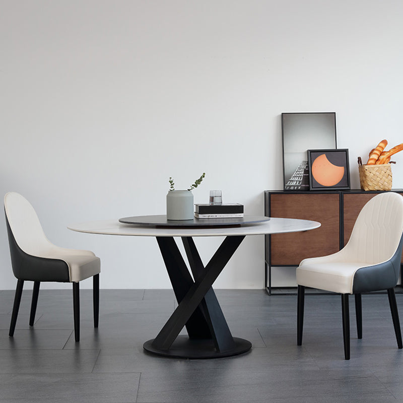 Contemporary Sintered Stone Table Standard Round Dining Table with Pedestal Base Clearhalo ' dining_table' 'Dining Tables & Seating' 'Dining Tables' 'furn' 'furn_dining_table' 'Furniture' 'furniture_dining_table' 'Kitchen & Dining Furniture' 'kitchen&dining_furn' 'kitchen' 'kitchen_dining_table' 4247717