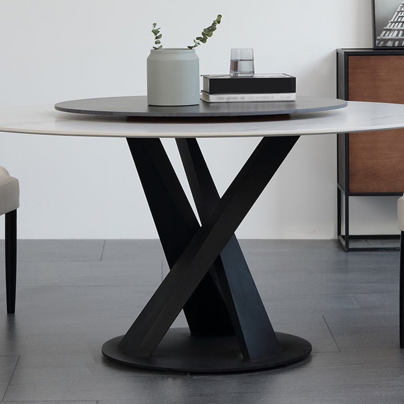 Contemporary Sintered Stone Table Standard Round Dining Table with Pedestal Base Clearhalo ' dining_table' 'Dining Tables & Seating' 'Dining Tables' 'furn' 'furn_dining_table' 'Furniture' 'furniture_dining_table' 'Kitchen & Dining Furniture' 'kitchen&dining_furn' 'kitchen' 'kitchen_dining_table' 4247718
