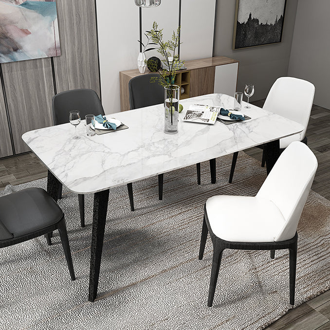 Rectangle Industrial Dining Table Fixed Table with Sintered Stone Clearhalo ' dining_table' 'Dining Tables & Seating' 'Dining Tables' 'furn' 'furn_dining_table' 'Furniture' 'furniture_dining_table' 'Kitchen & Dining Furniture' 'kitchen&dining_furn' 'kitchen' 'kitchen_dining_table' 4247728