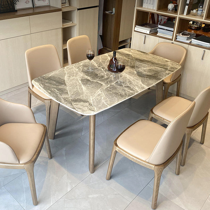 Rectangle Industrial Dining Table Fixed Table with Sintered Stone Brown Without Chairs Clearhalo ' dining_table' 'Dining Tables & Seating' 'Dining Tables' 'furn' 'furn_dining_table' 'Furniture' 'furniture_dining_table' 'Kitchen & Dining Furniture' 'kitchen&dining_furn' 'kitchen' 'kitchen_dining_table' 4247729