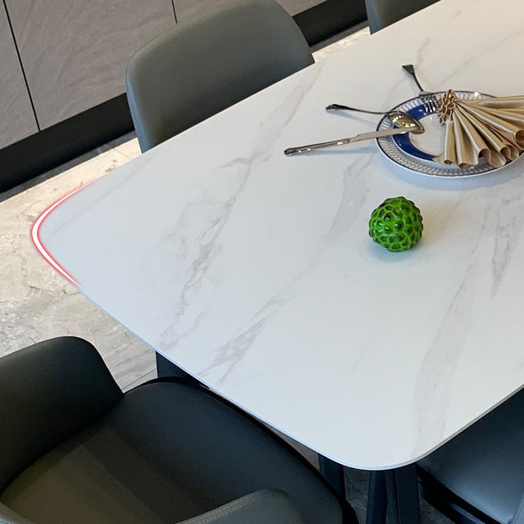 Rectangle Industrial Dining Table Fixed Table with Sintered Stone Clearhalo ' dining_table' 'Dining Tables & Seating' 'Dining Tables' 'furn' 'furn_dining_table' 'Furniture' 'furniture_dining_table' 'Kitchen & Dining Furniture' 'kitchen&dining_furn' 'kitchen' 'kitchen_dining_table' 4247733