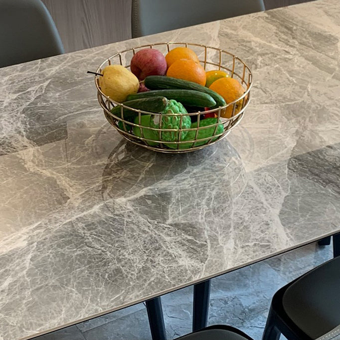 Rectangle Industrial Dining Table Fixed Table with Sintered Stone Clearhalo ' dining_table' 'Dining Tables & Seating' 'Dining Tables' 'furn' 'furn_dining_table' 'Furniture' 'furniture_dining_table' 'Kitchen & Dining Furniture' 'kitchen&dining_furn' 'kitchen' 'kitchen_dining_table' 4247734