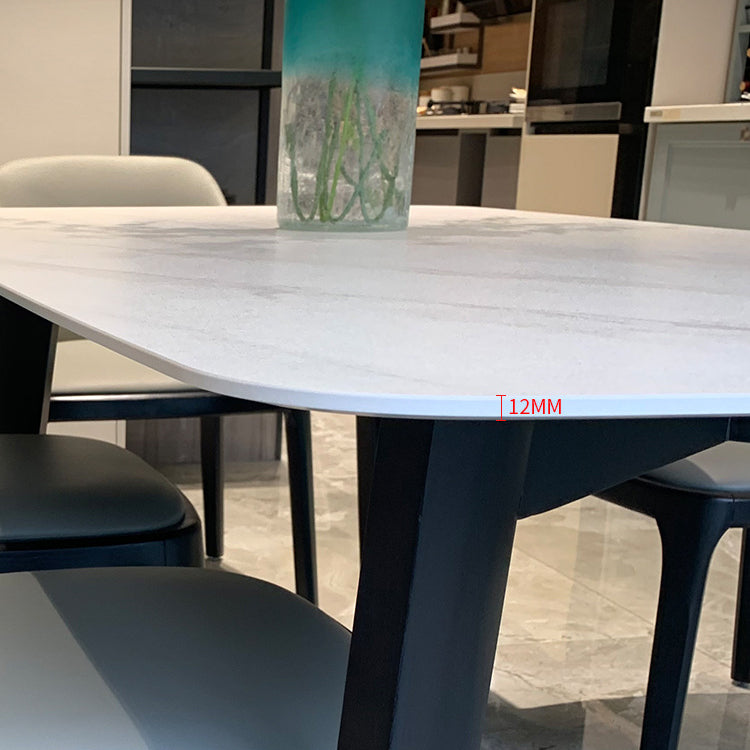 Rectangle Industrial Dining Table Fixed Table with Sintered Stone Clearhalo ' dining_table' 'Dining Tables & Seating' 'Dining Tables' 'furn' 'furn_dining_table' 'Furniture' 'furniture_dining_table' 'Kitchen & Dining Furniture' 'kitchen&dining_furn' 'kitchen' 'kitchen_dining_table' 4247735