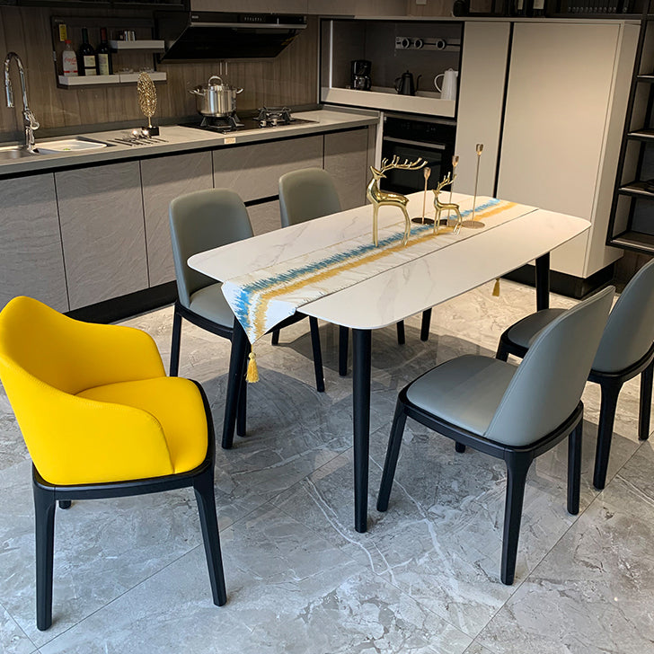 Rectangle Industrial Dining Table Fixed Table with Sintered Stone Clearhalo ' dining_table' 'Dining Tables & Seating' 'Dining Tables' 'furn' 'furn_dining_table' 'Furniture' 'furniture_dining_table' 'Kitchen & Dining Furniture' 'kitchen&dining_furn' 'kitchen' 'kitchen_dining_table' 4247736