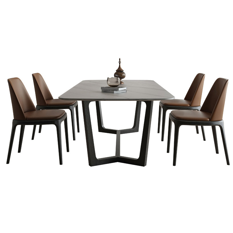 Industrial Sintered Stone Top Table Rectangle Table with Trestle Base Clearhalo ' dining_table' 'Dining Tables & Seating' 'Dining Tables' 'furn' 'furn_dining_table' 'Furniture' 'furniture_dining_table' 'Kitchen & Dining Furniture' 'kitchen&dining_furn' 'kitchen' 'kitchen_dining_table' 4247752