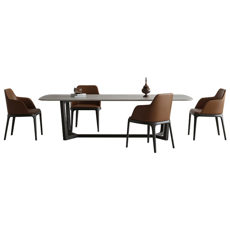 Industrial Sintered Stone Top Table Rectangle Table with Trestle Base Clearhalo ' dining_table' 'Dining Tables & Seating' 'Dining Tables' 'furn' 'furn_dining_table' 'Furniture' 'furniture_dining_table' 'Kitchen & Dining Furniture' 'kitchen&dining_furn' 'kitchen' 'kitchen_dining_table' 4247753