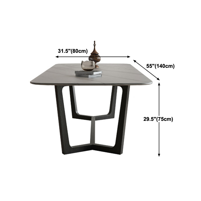 Industrial Sintered Stone Top Table Rectangle Table with Trestle Base Clearhalo ' dining_table' 'Dining Tables & Seating' 'Dining Tables' 'furn' 'furn_dining_table' 'Furniture' 'furniture_dining_table' 'Kitchen & Dining Furniture' 'kitchen&dining_furn' 'kitchen' 'kitchen_dining_table' 4247757