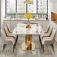 Luxury Sintered Stone Dining Table Rectangle White Top Table with Metal Pedestal Clearhalo ' dining_table' 'Dining Tables & Seating' 'Dining Tables' 'furn' 'furn_dining_table' 'Furniture' 'furniture_dining_table' 'Kitchen & Dining Furniture' 'kitchen&dining_furn' 'kitchen' 'kitchen_dining_table' 4247780