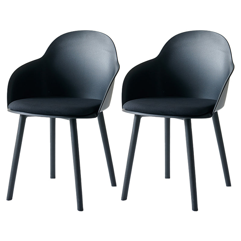 Plastic Scandinavian Style Dining Chair Dining Room Solid Back Chair with Arm Black Set of 2 Clearhalo ' kitchen&dining_furn' 'Dining Chairs' 'Dining Tables & Seating' 'dining_chair' 'Furniture' 'furniture_dining_chair' 'Kitchen & Dining Furniture' 'kitchen' 4247792