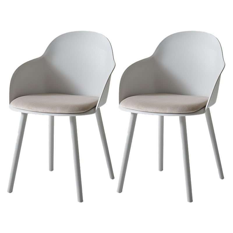 Plastic Scandinavian Style Dining Chair Dining Room Solid Back Chair with Arm Grey Set of 2 Clearhalo ' kitchen&dining_furn' 'Dining Chairs' 'Dining Tables & Seating' 'dining_chair' 'Furniture' 'furniture_dining_chair' 'Kitchen & Dining Furniture' 'kitchen' 4247793