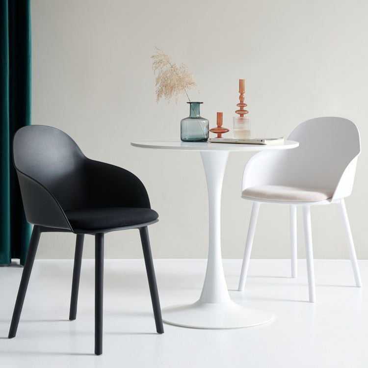 Plastic Scandinavian Style Dining Chair Dining Room Solid Back Chair with Arm Clearhalo ' kitchen&dining_furn' 'Dining Chairs' 'Dining Tables & Seating' 'dining_chair' 'Furniture' 'furniture_dining_chair' 'Kitchen & Dining Furniture' 'kitchen' 4247794