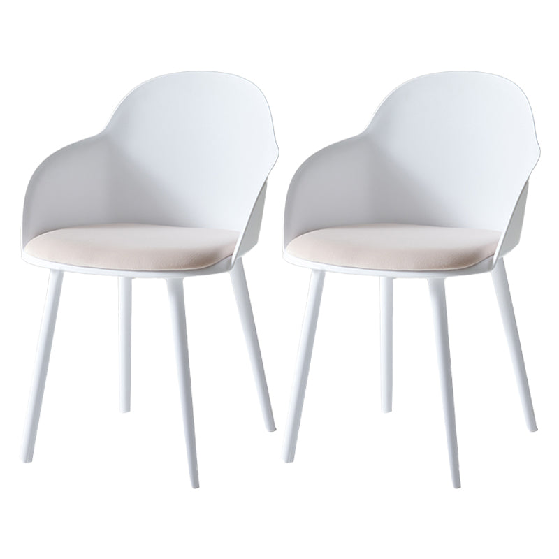 Plastic Scandinavian Style Dining Chair Dining Room Solid Back Chair with Arm White Set of 2 Clearhalo ' kitchen&dining_furn' 'Dining Chairs' 'Dining Tables & Seating' 'dining_chair' 'Furniture' 'furniture_dining_chair' 'Kitchen & Dining Furniture' 'kitchen' 4247796
