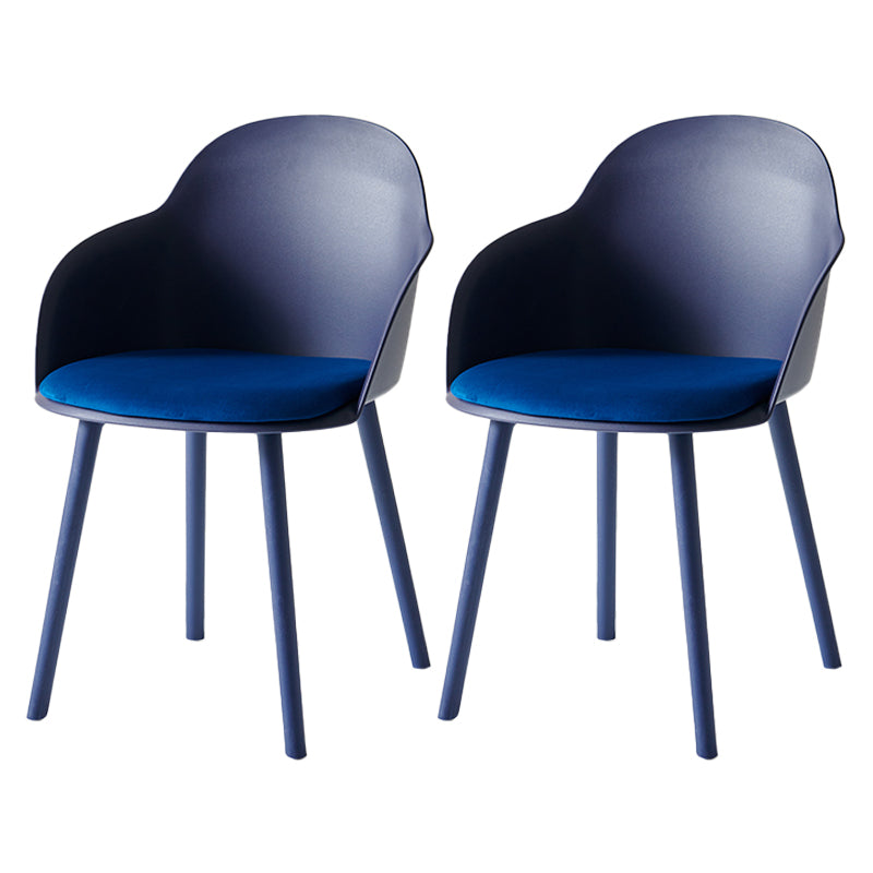 Plastic Scandinavian Style Dining Chair Dining Room Solid Back Chair with Arm Dark Blue Set of 2 Clearhalo ' kitchen&dining_furn' 'Dining Chairs' 'Dining Tables & Seating' 'dining_chair' 'Furniture' 'furniture_dining_chair' 'Kitchen & Dining Furniture' 'kitchen' 4247803