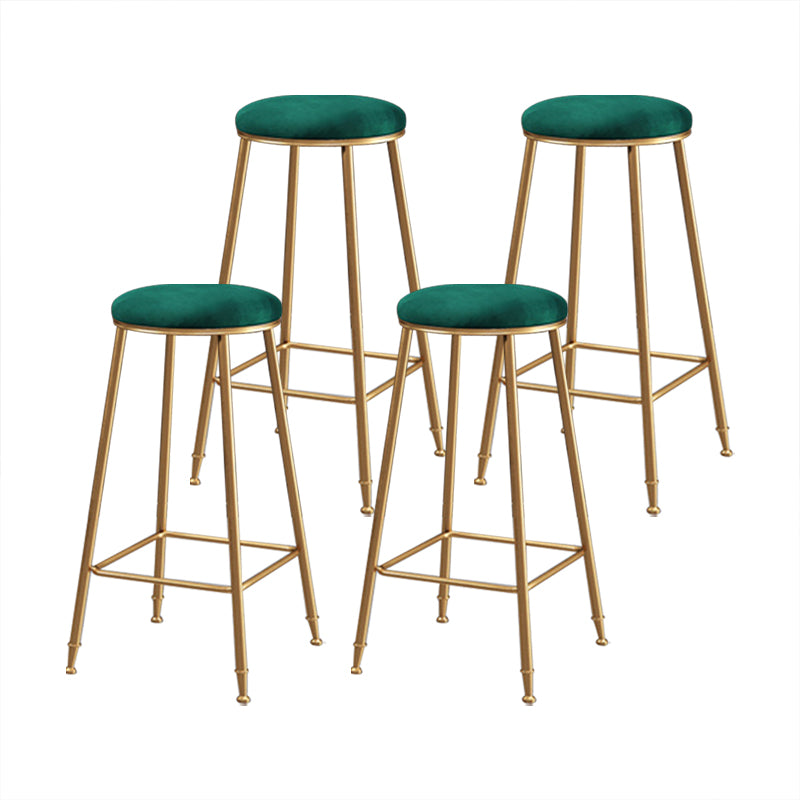 Coffee Shop Glam Bar Stool Iron Legs Footrest Stack-able Counter Stool Green 4 Piece Set Bar Stool(30"H) Clearhalo 'Bar Furniture' 'Bar Stools' 'bar_stools' 'furn' 'furn_bar_stools' 'furniture_bar_stools' 'Kitchen & Dining Furniture' 'kitchen&dining_furn' 'kitchen' 'kitchen_furn' Furniture' 4250560