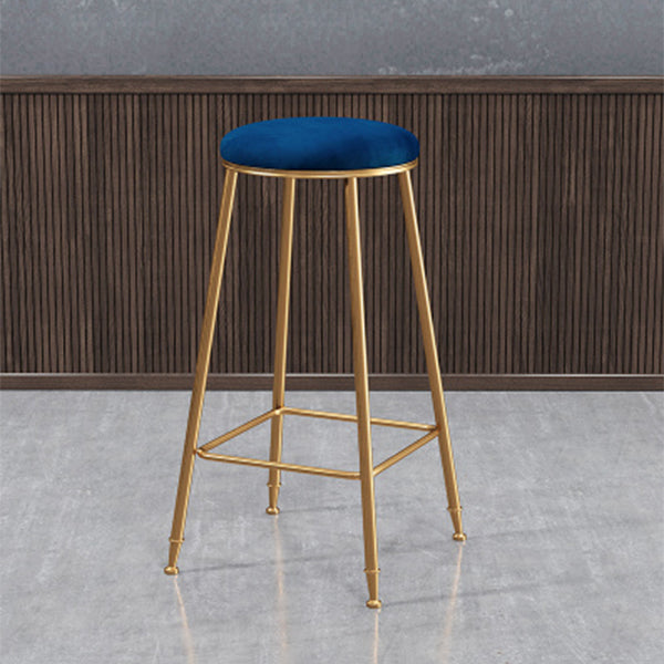 Coffee Shop Glam Bar Stool Iron Legs Footrest Stack-able Counter Stool Blue 1 Piece Bar Stool(30"H) Clearhalo 'Bar Furniture' 'Bar Stools' 'bar_stools' 'furn' 'furn_bar_stools' 'furniture_bar_stools' 'Kitchen & Dining Furniture' 'kitchen&dining_furn' 'kitchen' 'kitchen_furn' Furniture' 4250561