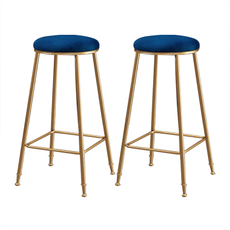 Coffee Shop Glam Bar Stool Iron Legs Footrest Stack-able Counter Stool Blue 2 Piece Set Bar Stool(30"H) Clearhalo 'Bar Furniture' 'Bar Stools' 'bar_stools' 'furn' 'furn_bar_stools' 'furniture_bar_stools' 'Kitchen & Dining Furniture' 'kitchen&dining_furn' 'kitchen' 'kitchen_furn' Furniture' 4250562