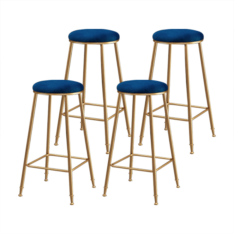 Coffee Shop Glam Bar Stool Iron Legs Footrest Stack-able Counter Stool Blue 4 Piece Set Bar Stool(30"H) Clearhalo 'Bar Furniture' 'Bar Stools' 'bar_stools' 'furn' 'furn_bar_stools' 'furniture_bar_stools' 'Kitchen & Dining Furniture' 'kitchen&dining_furn' 'kitchen' 'kitchen_furn' Furniture' 4250563