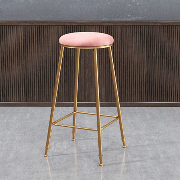 Coffee Shop Glam Bar Stool Iron Legs Footrest Stack-able Counter Stool Pink 1 Piece Bar Stool(30"H) Clearhalo 'Bar Furniture' 'Bar Stools' 'bar_stools' 'furn' 'furn_bar_stools' 'furniture_bar_stools' 'Kitchen & Dining Furniture' 'kitchen&dining_furn' 'kitchen' 'kitchen_furn' Furniture' 4250564