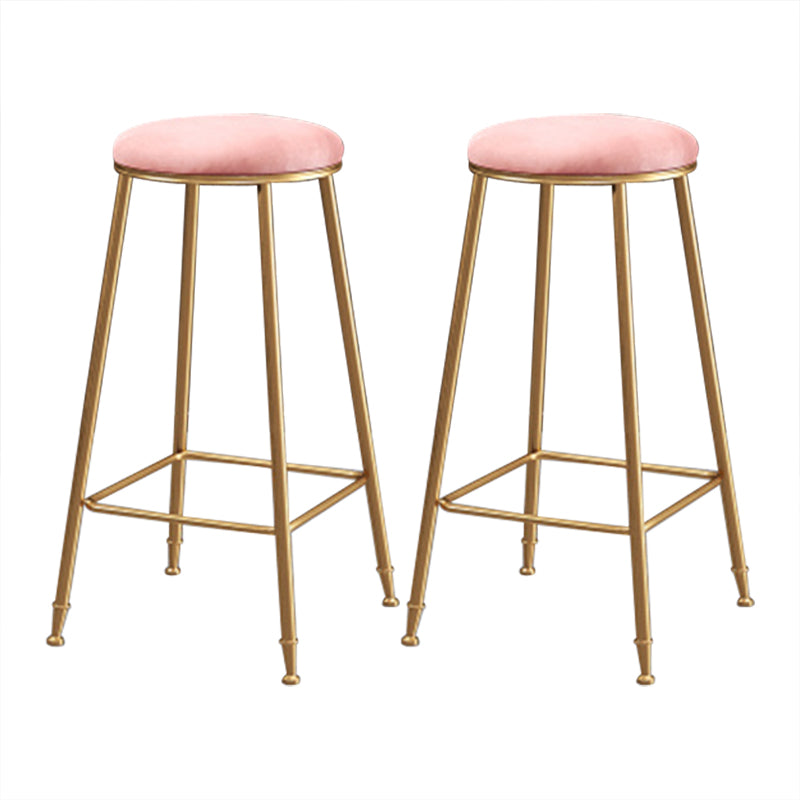 Coffee Shop Glam Bar Stool Iron Legs Footrest Stack-able Counter Stool Pink 2 Piece Set Bar Stool(30"H) Clearhalo 'Bar Furniture' 'Bar Stools' 'bar_stools' 'furn' 'furn_bar_stools' 'furniture_bar_stools' 'Kitchen & Dining Furniture' 'kitchen&dining_furn' 'kitchen' 'kitchen_furn' Furniture' 4250565