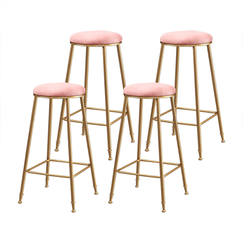Coffee Shop Glam Bar Stool Iron Legs Footrest Stack-able Counter Stool Pink 4 Piece Set Bar Stool(30"H) Clearhalo 'Bar Furniture' 'Bar Stools' 'bar_stools' 'furn' 'furn_bar_stools' 'furniture_bar_stools' 'Kitchen & Dining Furniture' 'kitchen&dining_furn' 'kitchen' 'kitchen_furn' Furniture' 4250566