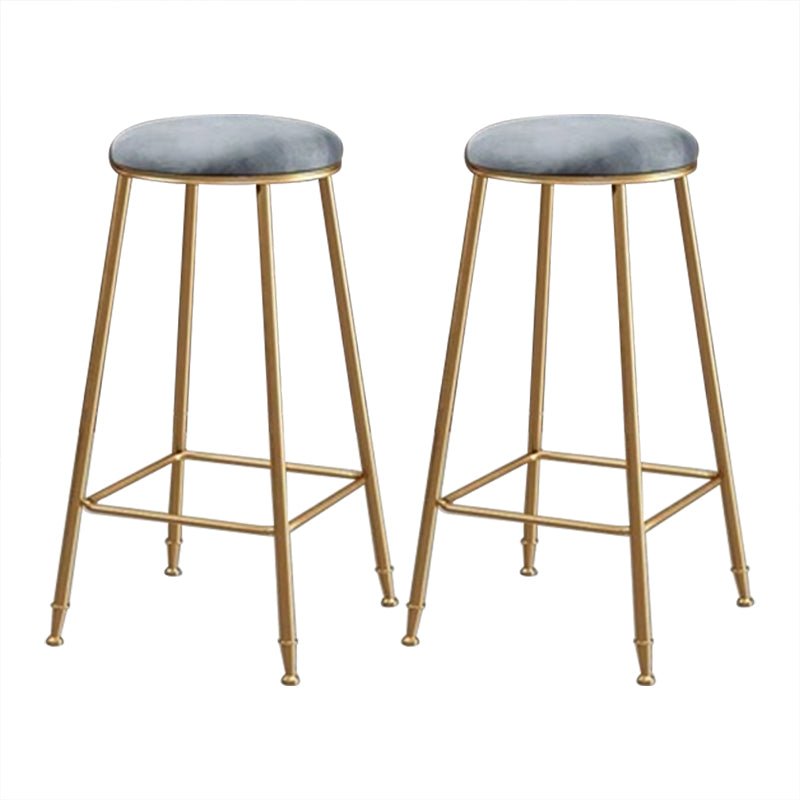 Coffee Shop Glam Bar Stool Iron Legs Footrest Stack-able Counter Stool Gray 2 Piece Set Bar Stool(30"H) Clearhalo 'Bar Furniture' 'Bar Stools' 'bar_stools' 'furn' 'furn_bar_stools' 'furniture_bar_stools' 'Kitchen & Dining Furniture' 'kitchen&dining_furn' 'kitchen' 'kitchen_furn' Furniture' 4250571