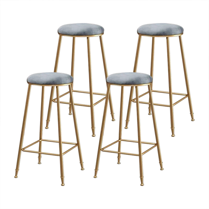 Coffee Shop Glam Bar Stool Iron Legs Footrest Stack-able Counter Stool Gray 4 Piece Set Bar Stool(30"H) Clearhalo 'Bar Furniture' 'Bar Stools' 'bar_stools' 'furn' 'furn_bar_stools' 'furniture_bar_stools' 'Kitchen & Dining Furniture' 'kitchen&dining_furn' 'kitchen' 'kitchen_furn' Furniture' 4250572
