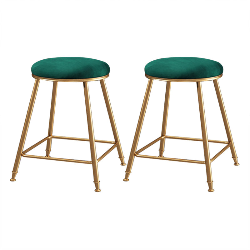 Coffee Shop Glam Bar Stool Iron Legs Footrest Stack-able Counter Stool Green 2 Piece Set Short Stool(18"H) Clearhalo 'Bar Furniture' 'Bar Stools' 'bar_stools' 'furn' 'furn_bar_stools' 'furniture_bar_stools' 'Kitchen & Dining Furniture' 'kitchen&dining_furn' 'kitchen' 'kitchen_furn' Furniture' 4250577