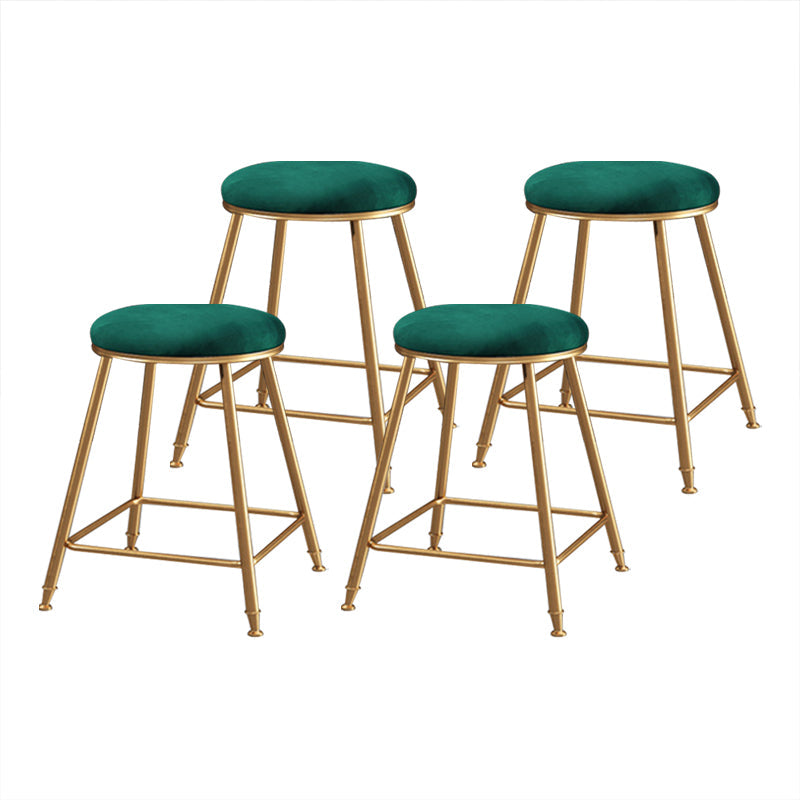 Coffee Shop Glam Bar Stool Iron Legs Footrest Stack-able Counter Stool Green 4 Piece Set Short Stool(18"H) Clearhalo 'Bar Furniture' 'Bar Stools' 'bar_stools' 'furn' 'furn_bar_stools' 'furniture_bar_stools' 'Kitchen & Dining Furniture' 'kitchen&dining_furn' 'kitchen' 'kitchen_furn' Furniture' 4250578