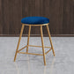 Coffee Shop Glam Bar Stool Iron Legs Footrest Stack-able Counter Stool Blue 1 Piece Short Stool(18"H) Clearhalo 'Bar Furniture' 'Bar Stools' 'bar_stools' 'furn' 'furn_bar_stools' 'furniture_bar_stools' 'Kitchen & Dining Furniture' 'kitchen&dining_furn' 'kitchen' 'kitchen_furn' Furniture' 4250579