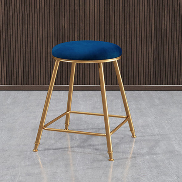 Coffee Shop Glam Bar Stool Iron Legs Footrest Stack-able Counter Stool Blue 1 Piece Short Stool(18"H) Clearhalo 'Bar Furniture' 'Bar Stools' 'bar_stools' 'furn' 'furn_bar_stools' 'furniture_bar_stools' 'Kitchen & Dining Furniture' 'kitchen&dining_furn' 'kitchen' 'kitchen_furn' Furniture' 4250579