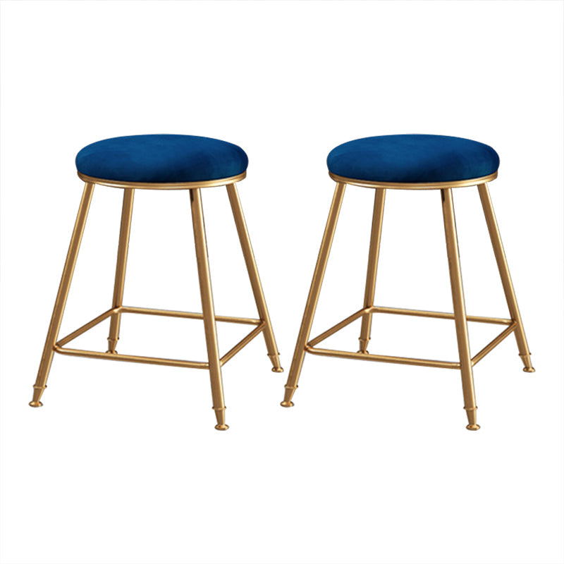Coffee Shop Glam Bar Stool Iron Legs Footrest Stack-able Counter Stool Blue 2 Piece Set Short Stool(18"H) Clearhalo 'Bar Furniture' 'Bar Stools' 'bar_stools' 'furn' 'furn_bar_stools' 'furniture_bar_stools' 'Kitchen & Dining Furniture' 'kitchen&dining_furn' 'kitchen' 'kitchen_furn' Furniture' 4250580