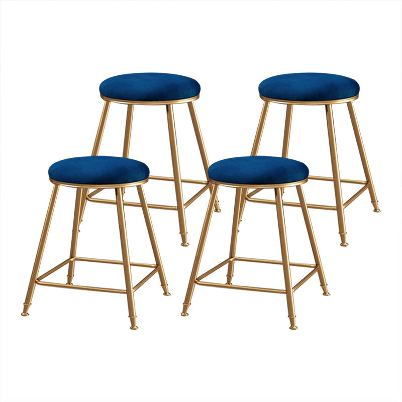Coffee Shop Glam Bar Stool Iron Legs Footrest Stack-able Counter Stool Blue 4 Piece Set Short Stool(18"H) Clearhalo 'Bar Furniture' 'Bar Stools' 'bar_stools' 'furn' 'furn_bar_stools' 'furniture_bar_stools' 'Kitchen & Dining Furniture' 'kitchen&dining_furn' 'kitchen' 'kitchen_furn' Furniture' 4250581
