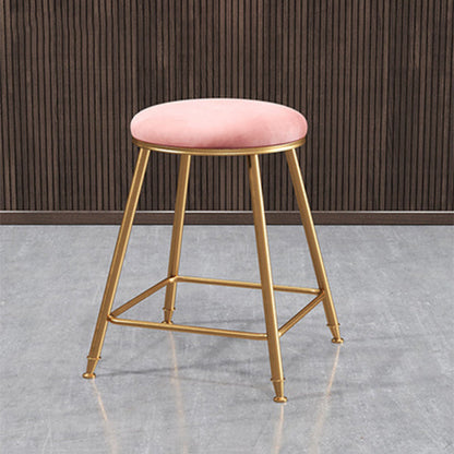 Coffee Shop Glam Bar Stool Iron Legs Footrest Stack-able Counter Stool Pink 1 Piece Short Stool(18"H) Clearhalo 'Bar Furniture' 'Bar Stools' 'bar_stools' 'furn' 'furn_bar_stools' 'furniture_bar_stools' 'Kitchen & Dining Furniture' 'kitchen&dining_furn' 'kitchen' 'kitchen_furn' Furniture' 4250582