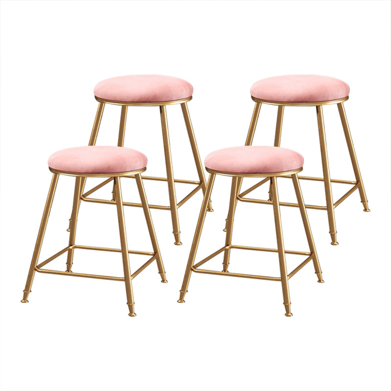 Coffee Shop Glam Bar Stool Iron Legs Footrest Stack-able Counter Stool Pink 4 Piece Set Short Stool(18"H) Clearhalo 'Bar Furniture' 'Bar Stools' 'bar_stools' 'furn' 'furn_bar_stools' 'furniture_bar_stools' 'Kitchen & Dining Furniture' 'kitchen&dining_furn' 'kitchen' 'kitchen_furn' Furniture' 4250584