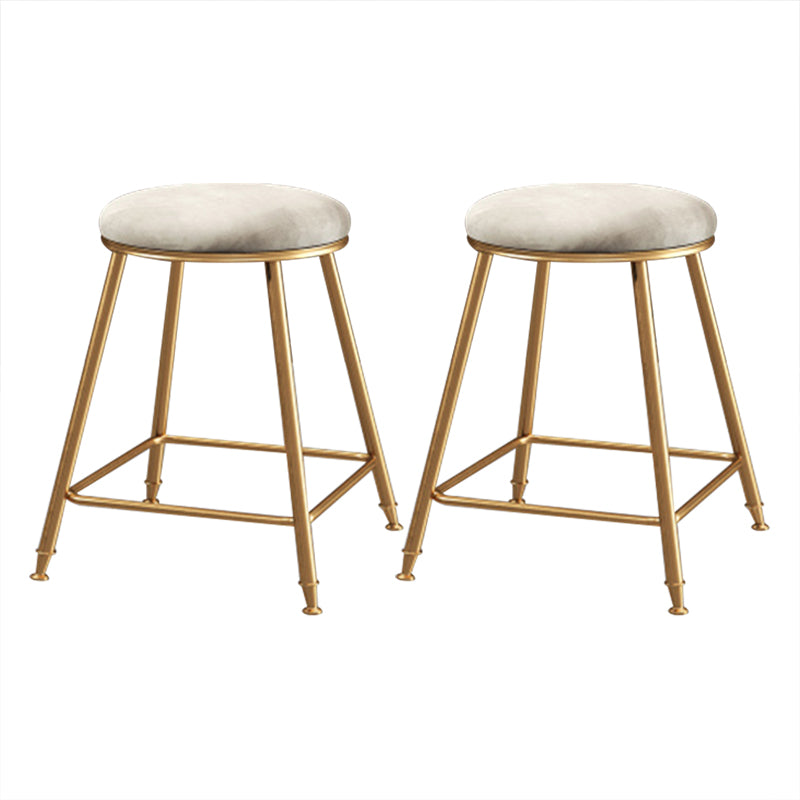 Coffee Shop Glam Bar Stool Iron Legs Footrest Stack-able Counter Stool White 2 Piece Set Short Stool(18"H) Clearhalo 'Bar Furniture' 'Bar Stools' 'bar_stools' 'furn' 'furn_bar_stools' 'furniture_bar_stools' 'Kitchen & Dining Furniture' 'kitchen&dining_furn' 'kitchen' 'kitchen_furn' Furniture' 4250586