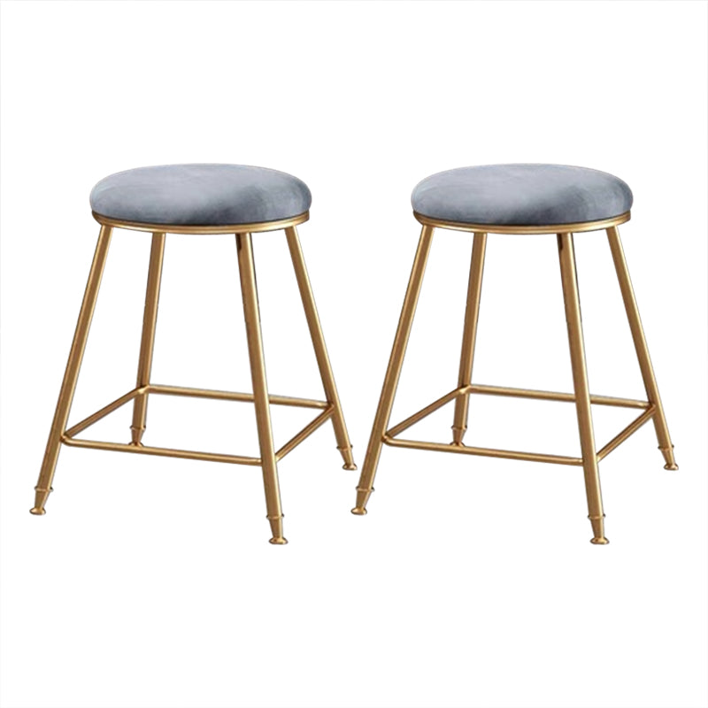 Coffee Shop Glam Bar Stool Iron Legs Footrest Stack-able Counter Stool Gray 2 Piece Set Short Stool(18"H) Clearhalo 'Bar Furniture' 'Bar Stools' 'bar_stools' 'furn' 'furn_bar_stools' 'furniture_bar_stools' 'Kitchen & Dining Furniture' 'kitchen&dining_furn' 'kitchen' 'kitchen_furn' Furniture' 4250589