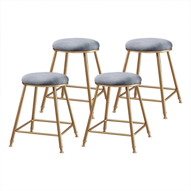Coffee Shop Glam Bar Stool Iron Legs Footrest Stack-able Counter Stool Gray 4 Piece Set Short Stool(18"H) Clearhalo 'Bar Furniture' 'Bar Stools' 'bar_stools' 'furn' 'furn_bar_stools' 'furniture_bar_stools' 'Kitchen & Dining Furniture' 'kitchen&dining_furn' 'kitchen' 'kitchen_furn' Furniture' 4250590