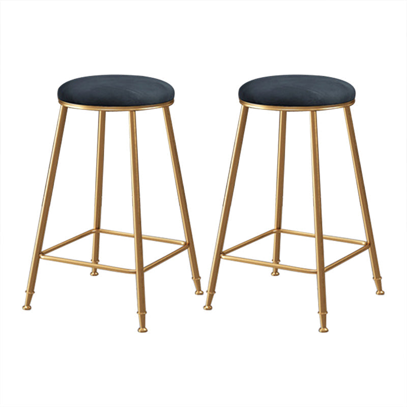 Coffee Shop Glam Bar Stool Iron Legs Footrest Stack-able Counter Stool Black 2 Piece Set Counter Stool(26"H) Clearhalo 'Bar Furniture' 'Bar Stools' 'bar_stools' 'furn' 'furn_bar_stools' 'furniture_bar_stools' 'Kitchen & Dining Furniture' 'kitchen&dining_furn' 'kitchen' 'kitchen_furn' Furniture' 4250592