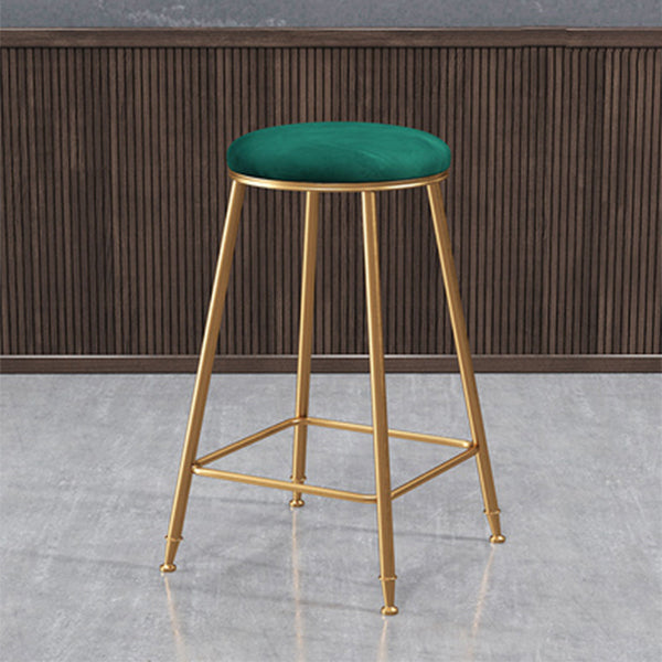 Coffee Shop Glam Bar Stool Iron Legs Footrest Stack-able Counter Stool Green 1 Piece Counter Stool(26"H) Clearhalo 'Bar Furniture' 'Bar Stools' 'bar_stools' 'furn' 'furn_bar_stools' 'furniture_bar_stools' 'Kitchen & Dining Furniture' 'kitchen&dining_furn' 'kitchen' 'kitchen_furn' Furniture' 4250594