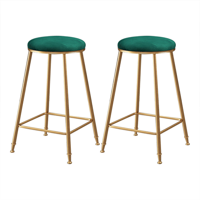 Coffee Shop Glam Bar Stool Iron Legs Footrest Stack-able Counter Stool Green 2 Piece Set Counter Stool(26"H) Clearhalo 'Bar Furniture' 'Bar Stools' 'bar_stools' 'furn' 'furn_bar_stools' 'furniture_bar_stools' 'Kitchen & Dining Furniture' 'kitchen&dining_furn' 'kitchen' 'kitchen_furn' Furniture' 4250595