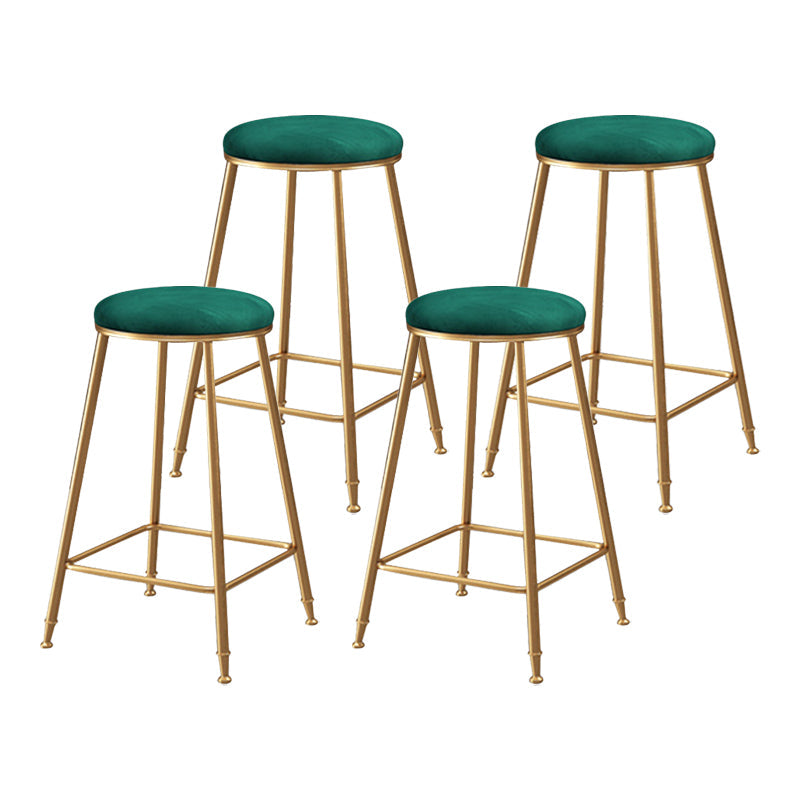 Coffee Shop Glam Bar Stool Iron Legs Footrest Stack-able Counter Stool Green 4 Piece Set Counter Stool(26"H) Clearhalo 'Bar Furniture' 'Bar Stools' 'bar_stools' 'furn' 'furn_bar_stools' 'furniture_bar_stools' 'Kitchen & Dining Furniture' 'kitchen&dining_furn' 'kitchen' 'kitchen_furn' Furniture' 4250596