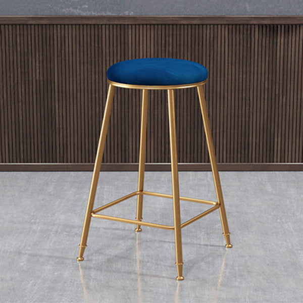 Coffee Shop Glam Bar Stool Iron Legs Footrest Stack-able Counter Stool Blue 1 Piece Counter Stool(26"H) Clearhalo 'Bar Furniture' 'Bar Stools' 'bar_stools' 'furn' 'furn_bar_stools' 'furniture_bar_stools' 'Kitchen & Dining Furniture' 'kitchen&dining_furn' 'kitchen' 'kitchen_furn' Furniture' 4250597