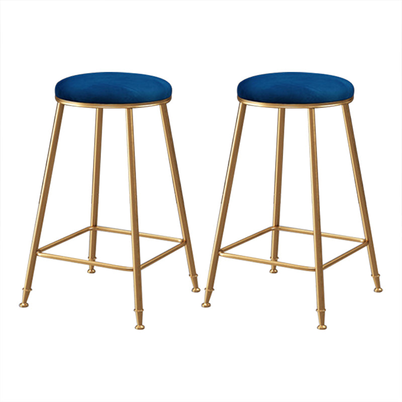 Coffee Shop Glam Bar Stool Iron Legs Footrest Stack-able Counter Stool Blue 2 Piece Set Counter Stool(26"H) Clearhalo 'Bar Furniture' 'Bar Stools' 'bar_stools' 'furn' 'furn_bar_stools' 'furniture_bar_stools' 'Kitchen & Dining Furniture' 'kitchen&dining_furn' 'kitchen' 'kitchen_furn' Furniture' 4250598