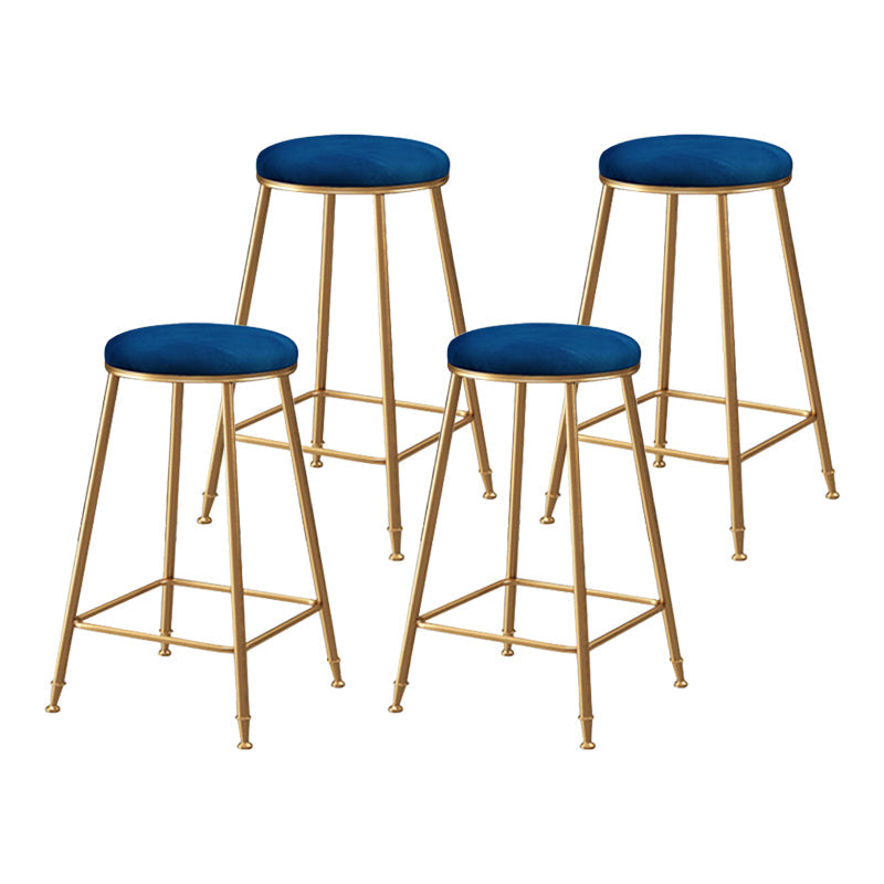 Coffee Shop Glam Bar Stool Iron Legs Footrest Stack-able Counter Stool Blue 4 Piece Set Counter Stool(26"H) Clearhalo 'Bar Furniture' 'Bar Stools' 'bar_stools' 'furn' 'furn_bar_stools' 'furniture_bar_stools' 'Kitchen & Dining Furniture' 'kitchen&dining_furn' 'kitchen' 'kitchen_furn' Furniture' 4250599