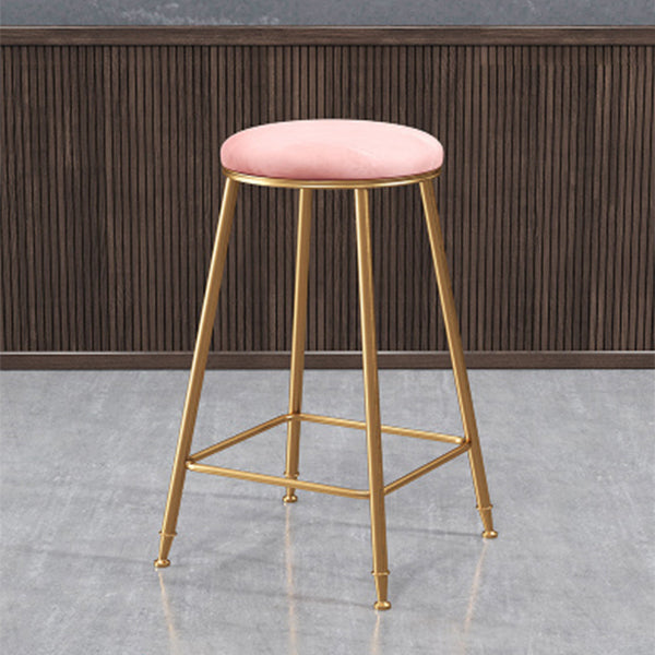 Coffee Shop Glam Bar Stool Iron Legs Footrest Stack-able Counter Stool Pink 1 Piece Counter Stool(26"H) Clearhalo 'Bar Furniture' 'Bar Stools' 'bar_stools' 'furn' 'furn_bar_stools' 'furniture_bar_stools' 'Kitchen & Dining Furniture' 'kitchen&dining_furn' 'kitchen' 'kitchen_furn' Furniture' 4250600