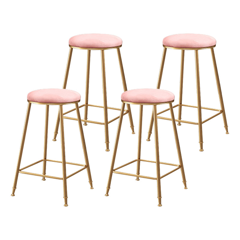 Coffee Shop Glam Bar Stool Iron Legs Footrest Stack-able Counter Stool Pink 4 Piece Set Counter Stool(26"H) Clearhalo 'Bar Furniture' 'Bar Stools' 'bar_stools' 'furn' 'furn_bar_stools' 'furniture_bar_stools' 'Kitchen & Dining Furniture' 'kitchen&dining_furn' 'kitchen' 'kitchen_furn' Furniture' 4250602