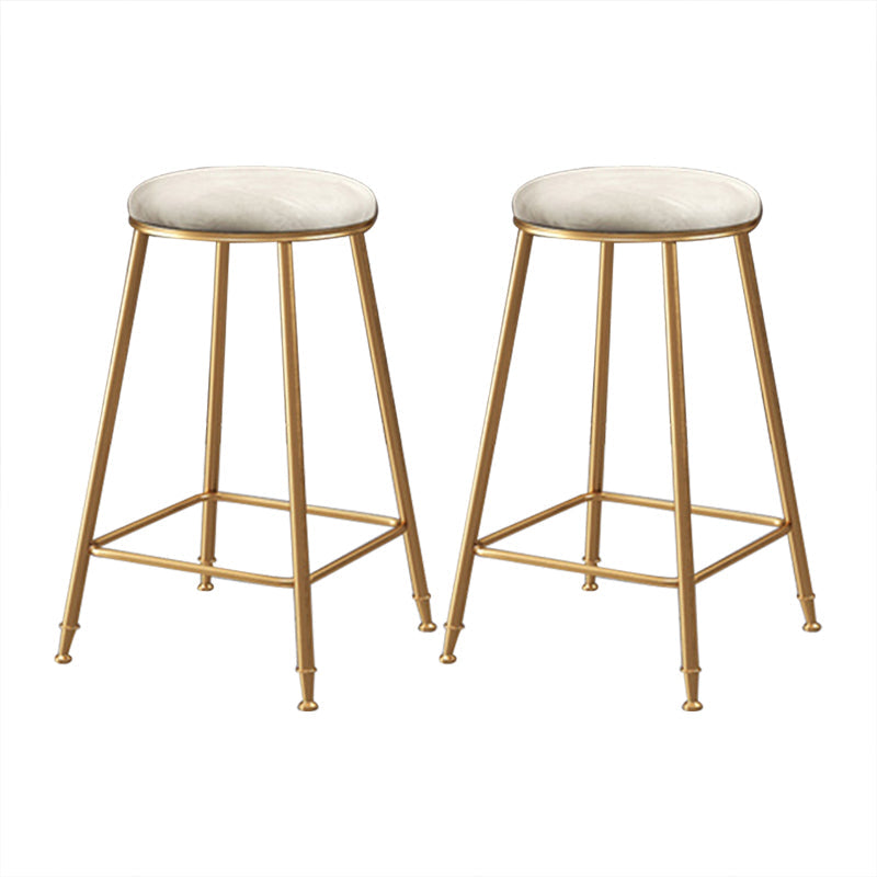Coffee Shop Glam Bar Stool Iron Legs Footrest Stack-able Counter Stool White 2 Piece Set Counter Stool(26"H) Clearhalo 'Bar Furniture' 'Bar Stools' 'bar_stools' 'furn' 'furn_bar_stools' 'furniture_bar_stools' 'Kitchen & Dining Furniture' 'kitchen&dining_furn' 'kitchen' 'kitchen_furn' Furniture' 4250604