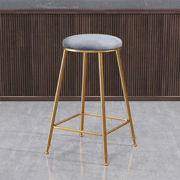 Coffee Shop Glam Bar Stool Iron Legs Footrest Stack-able Counter Stool Gray 1 Piece Counter Stool(26"H) Clearhalo 'Bar Furniture' 'Bar Stools' 'bar_stools' 'furn' 'furn_bar_stools' 'furniture_bar_stools' 'Kitchen & Dining Furniture' 'kitchen&dining_furn' 'kitchen' 'kitchen_furn' Furniture' 4250606